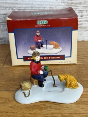 Lemax Village Collection Porcelain ICE FISHING Figurine Vintage 1994 Christmas